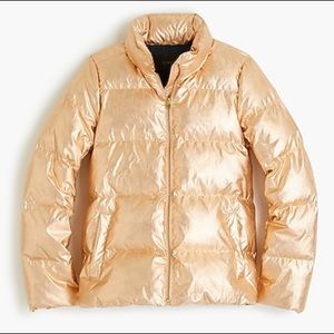 J. Crew  Rose Gold Metallic Short Puffer Jacket  L